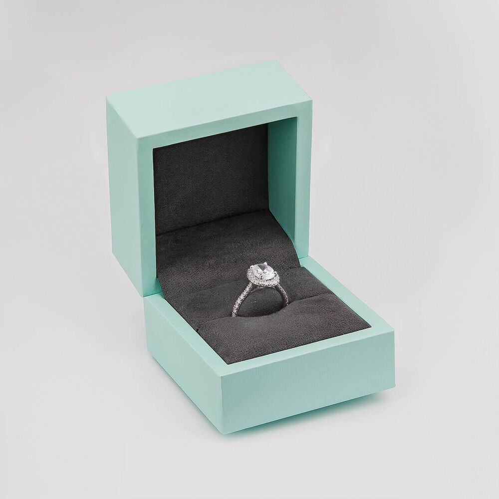 Born Platinum Lab Grown 2.13ct Oval Halo & Diamond Sides Ring image number 4