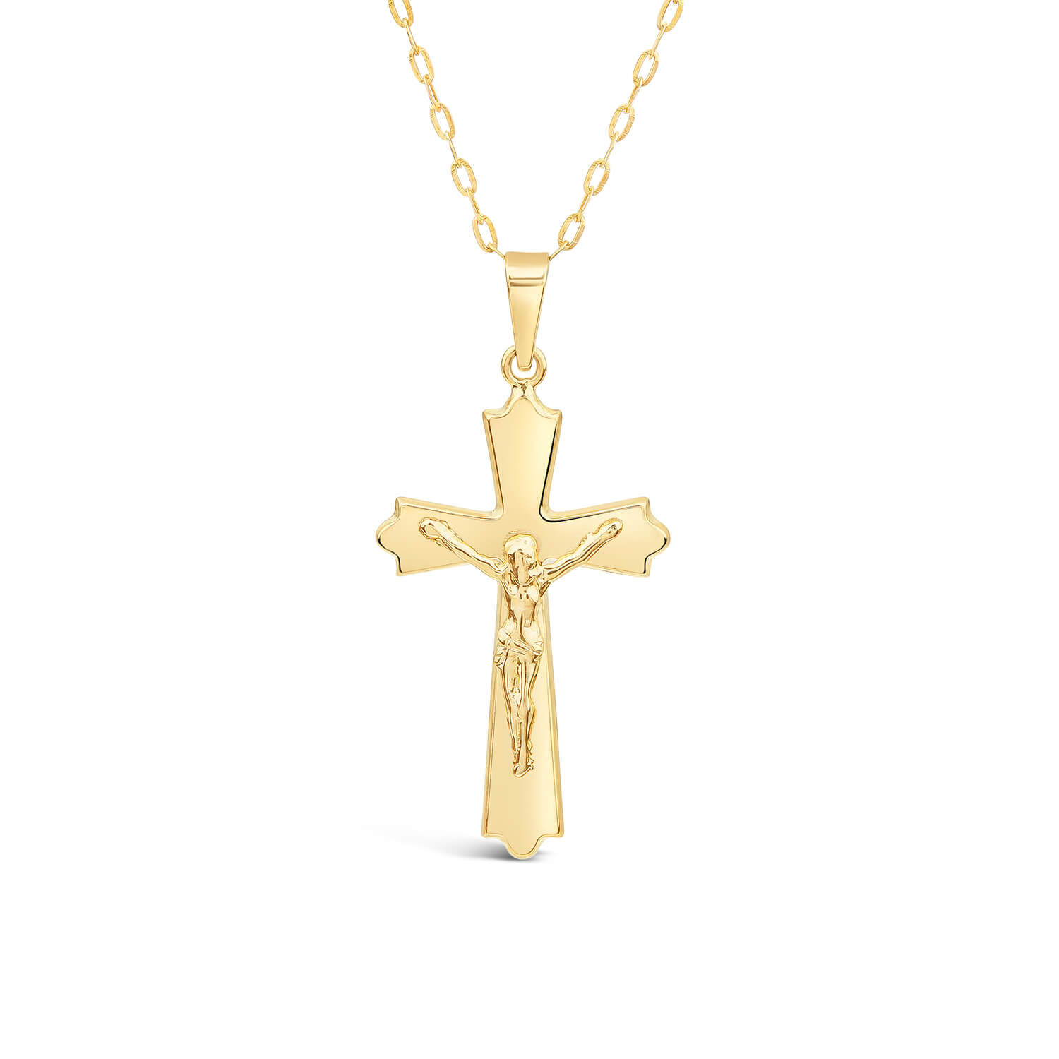 9ct Yellow Gold Cross Pendant Chain Included