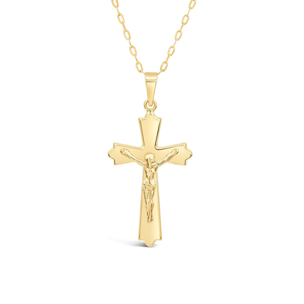 9ct Yellow Gold Cross Pendant (Chain Included) image number 0