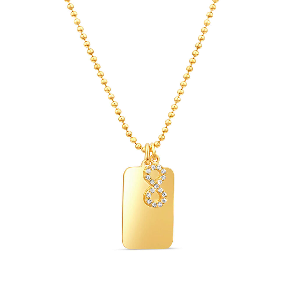 Sterling Silver & Yellow Gold Plated Rectangular Plain Disc with Infinity Charm Pendant