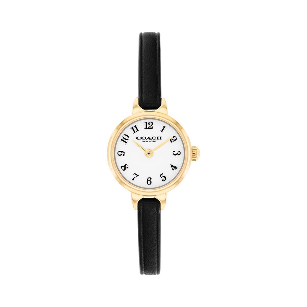 Coach Iris 22mm White Dial Black Leather Strap Watch
