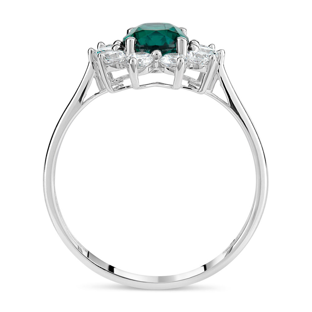 9ct White Gold and Emerald Ring image number 2
