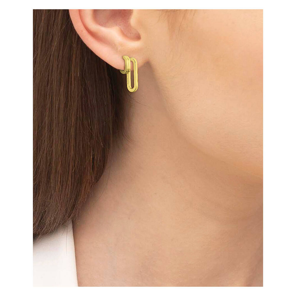 BOSS Hailey Light Yellow Gold IP Link Earrings