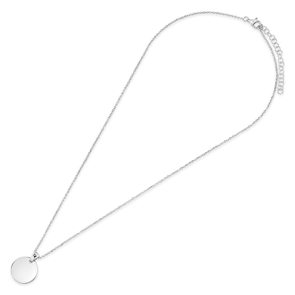 Sterling Silver Plain Round Disc Pendant Necklace (Chain Included) image number 3