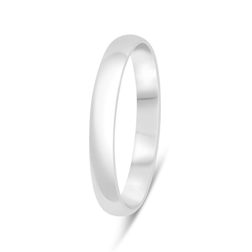 9ct White Gold 3mm Gents Wedding Ring image number 3