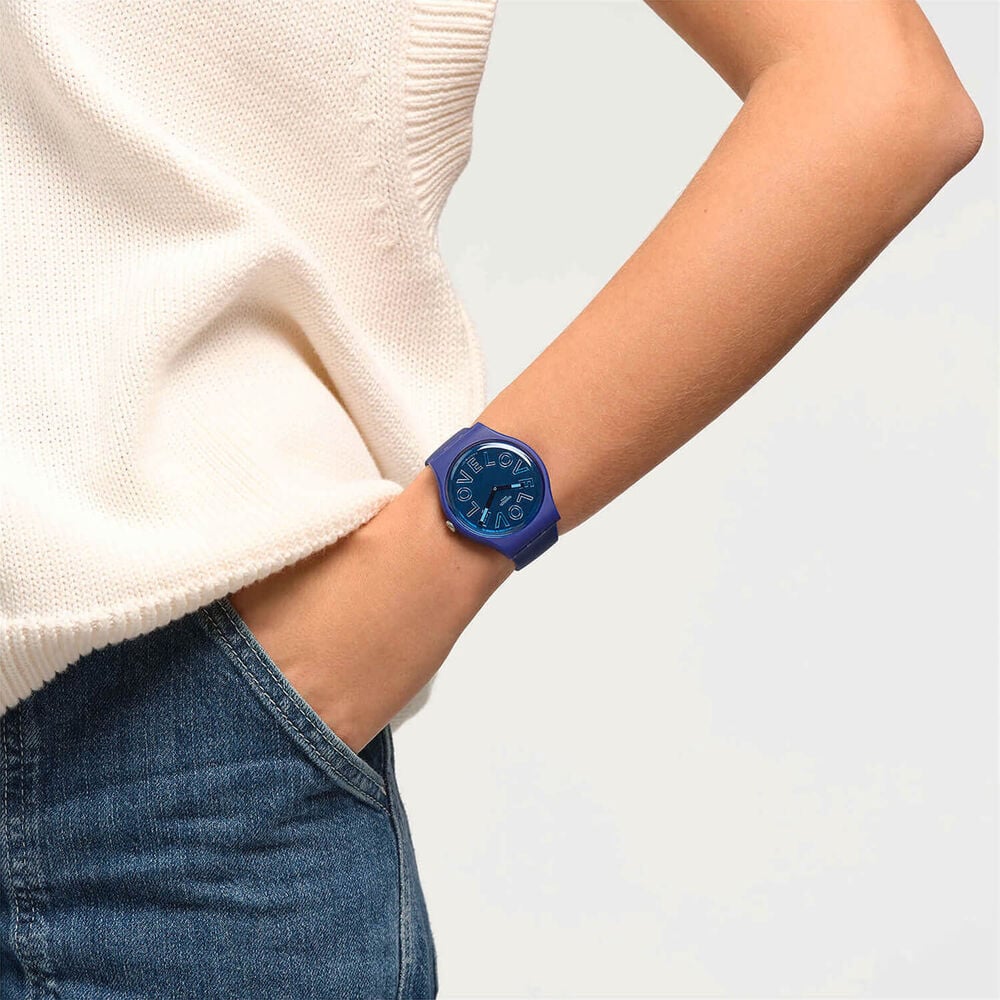 Swatch Love To Go Around 47mm Blue Dial & Strap Watch image number 2