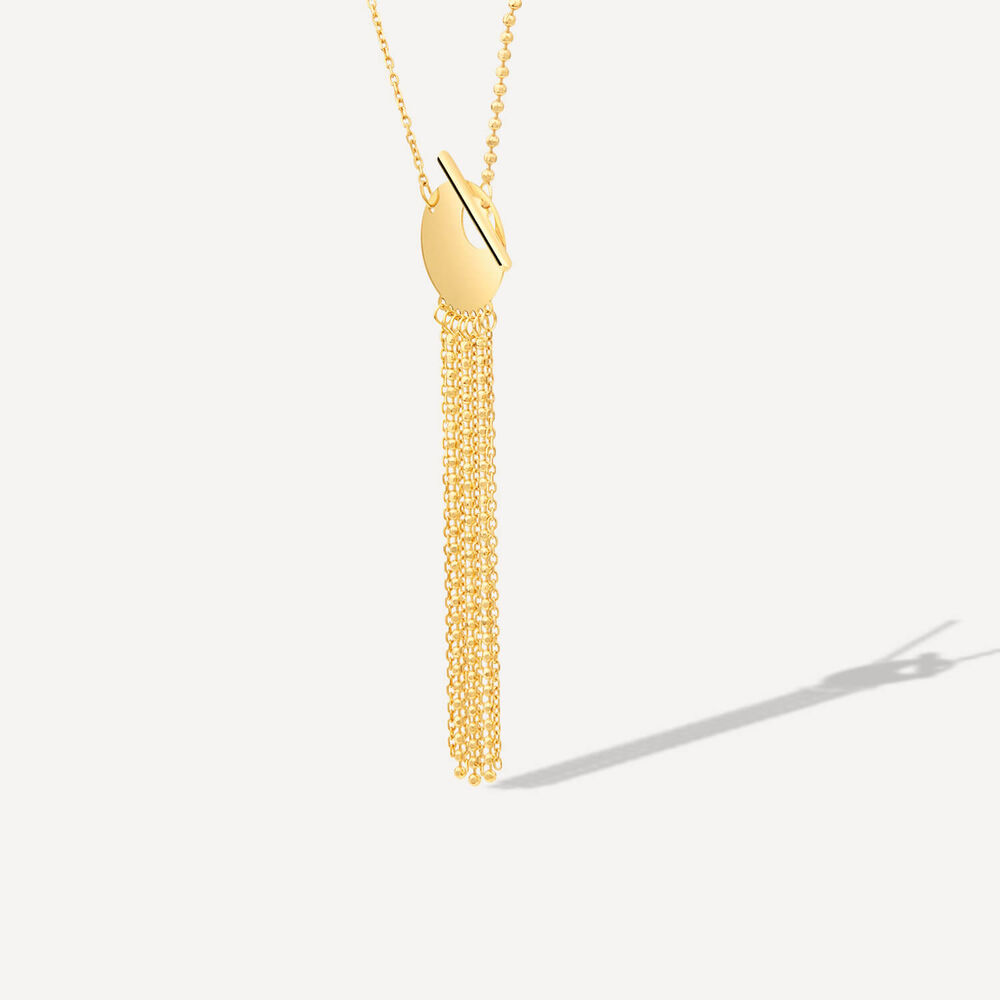 9ct Yellow Gold Disc T-Bar Hanging Chain Necklet image number 1