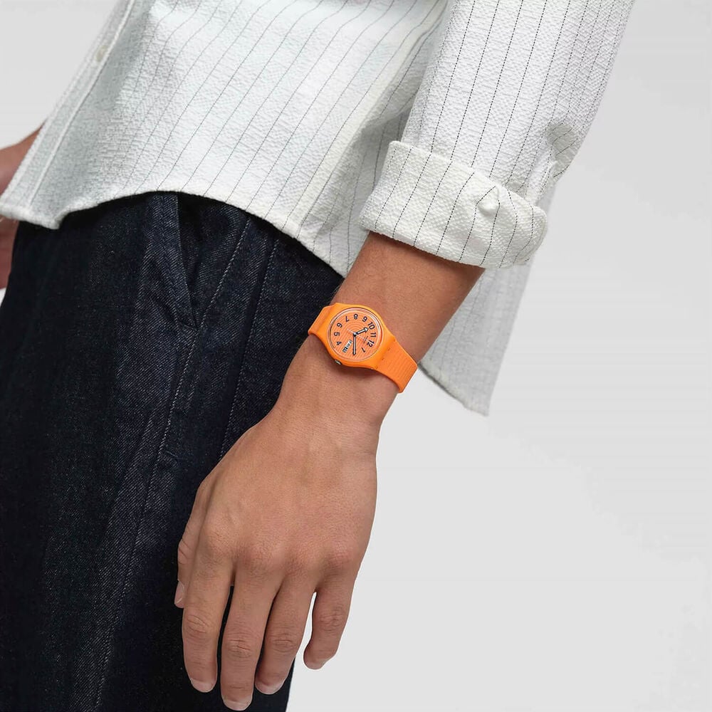 Swatch Trendy Lines in Sienna 34mm Orange Dial Strap Watch image number 4