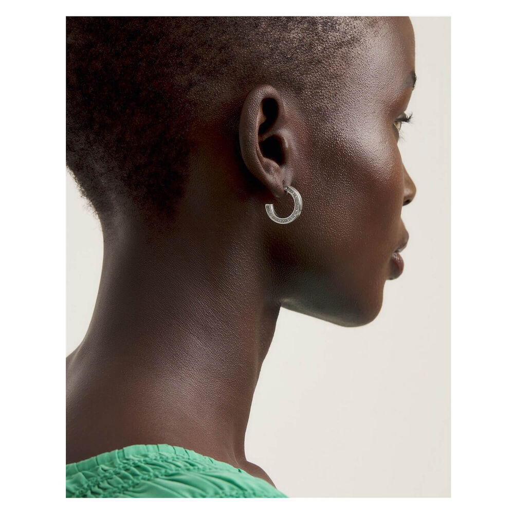 Ted Baker SENATTA Crystal Silver Tone Hoop Earrings image number 3