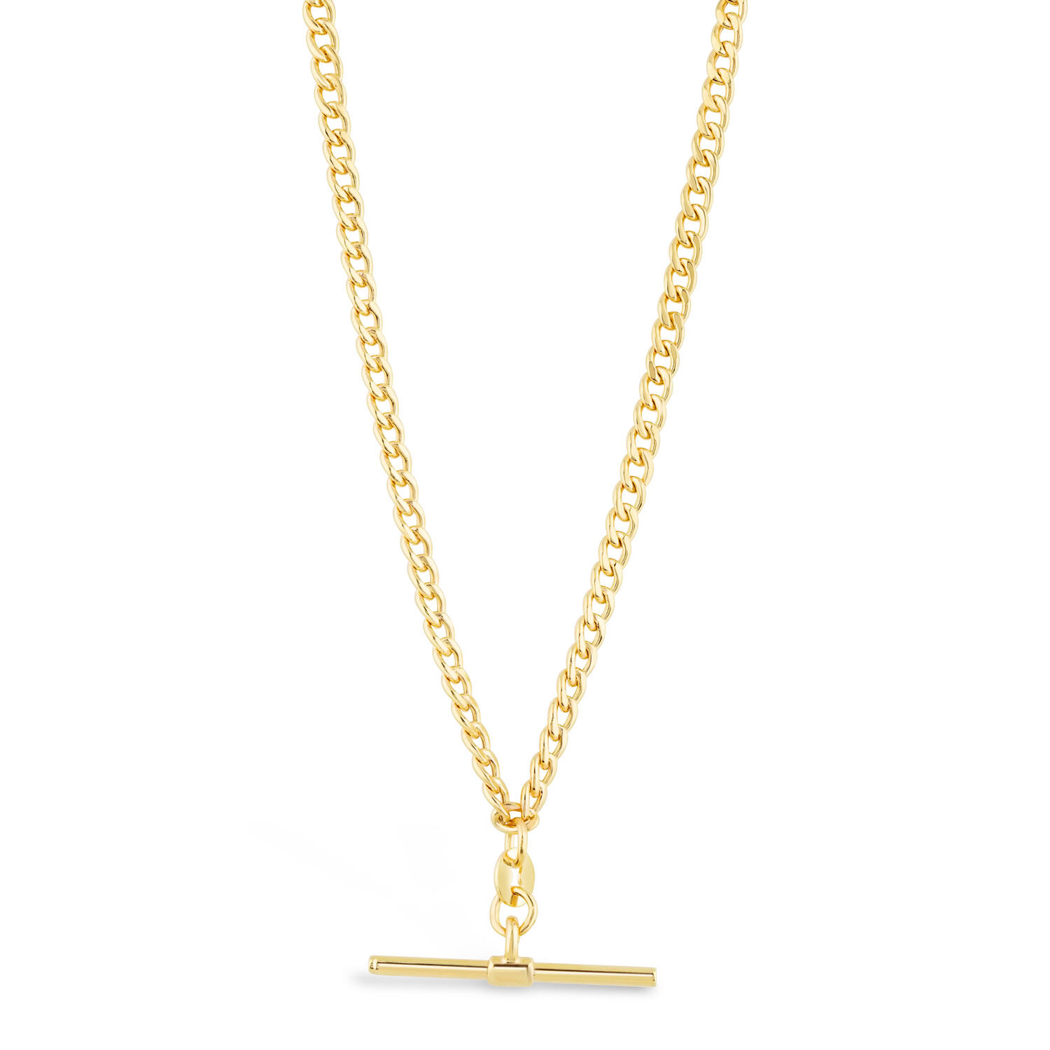 9ct Yellow Gold Flat Curb Link T-Bar Necklet