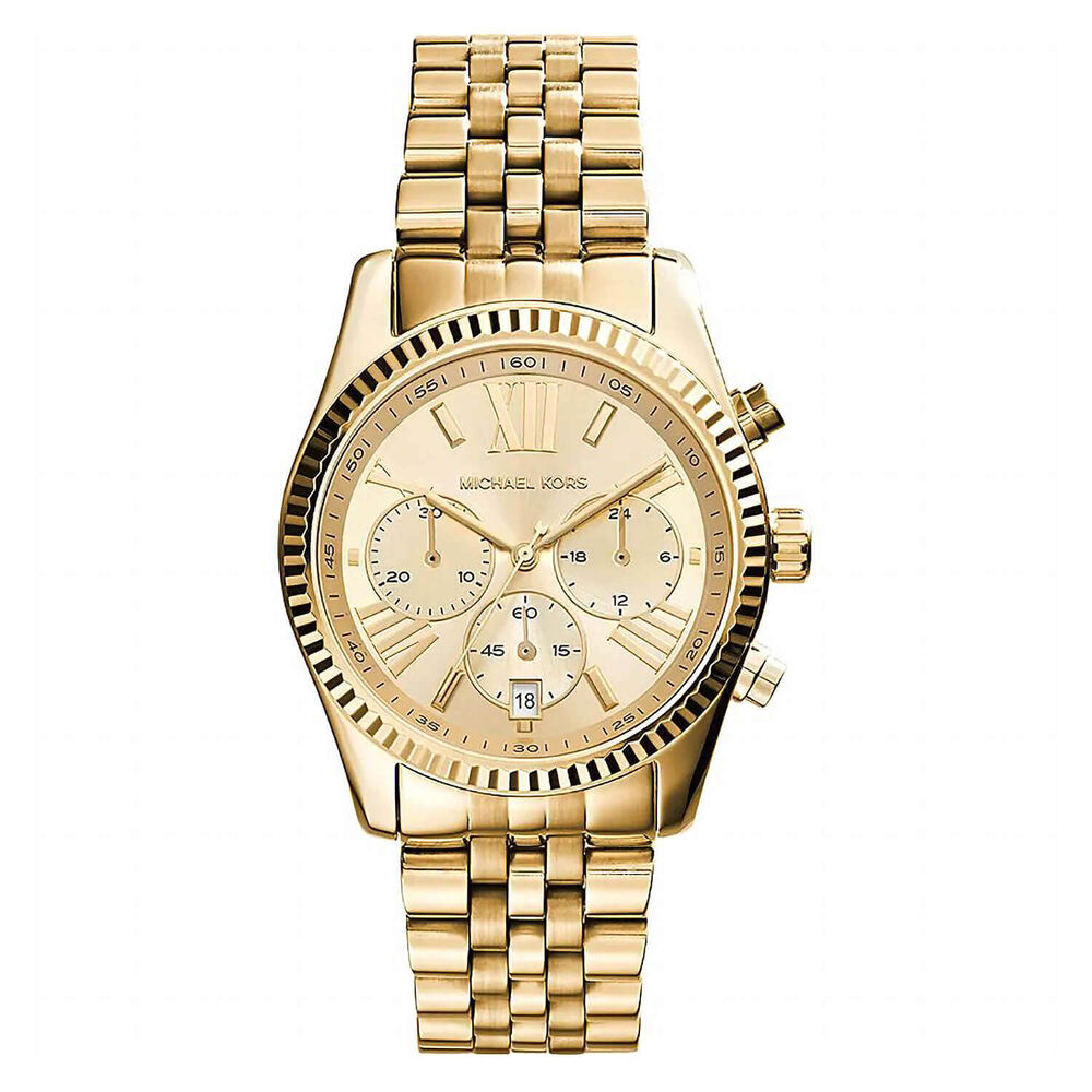 Michael Kors Lexington 38mm Chronograph Yellow Gold PVD Case Watch image number 0