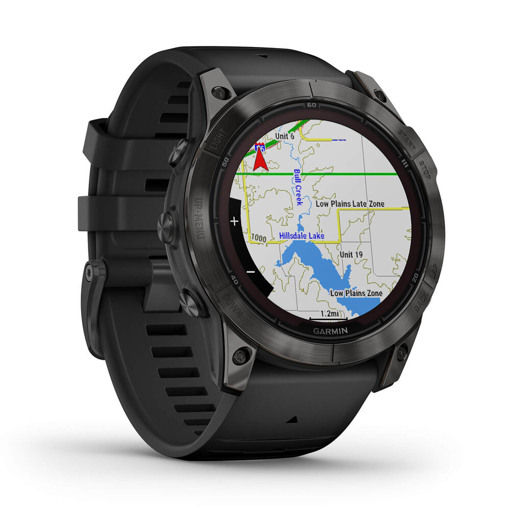 Garmin Fenix 7X Pro Sapphire Solar 51mm Carbon Grey DLC Titanium Case Black Strap Watch image number 5