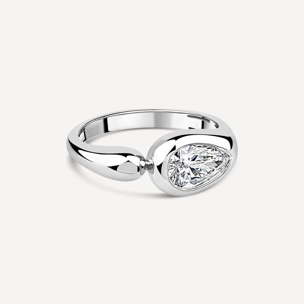 Born Orbit 9ct White Gold Lab Grown 1ct Pear Diamond Ring image number 2
