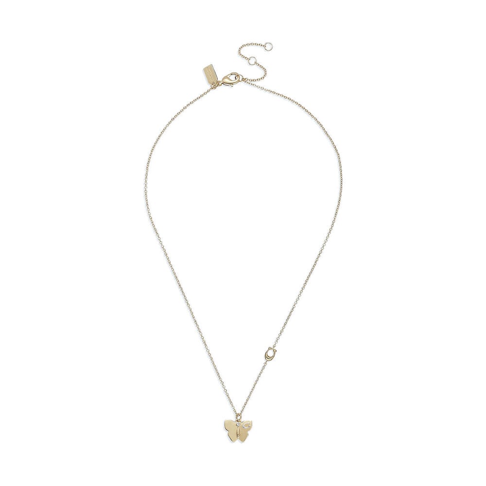 Coach Gold Tone Brass Butterfly Pendant Necklace
