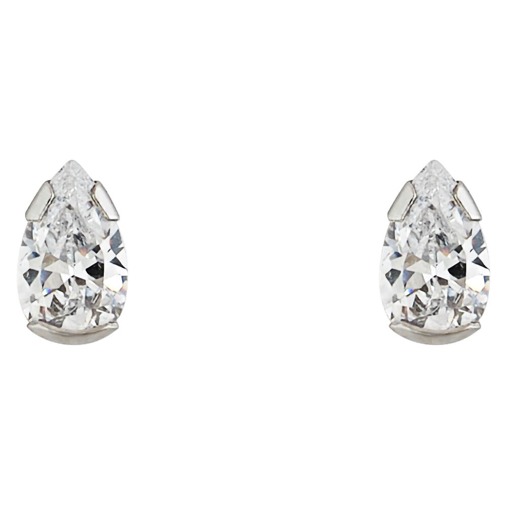9ct White Gold Cubic Zirconia Stud Earrings image number 0