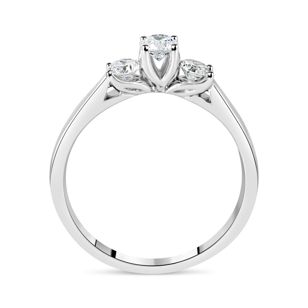 Ladies 18ct White Gold 3 Stone Diamond Engagement Ring image number 2