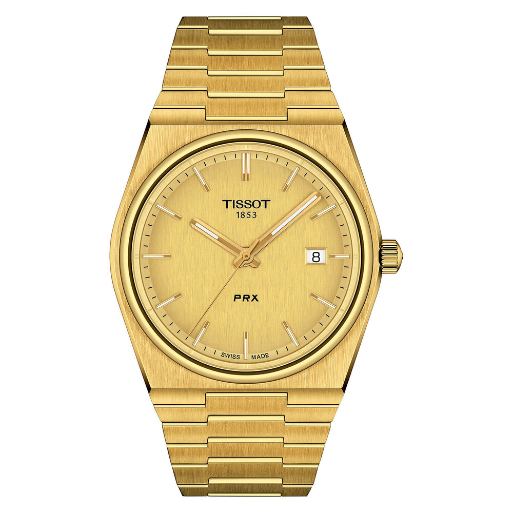 Tissot PRX 205 40mm Quartz Yellow Dial Yellow Gold PVD Case Bracelet Watch image number 0