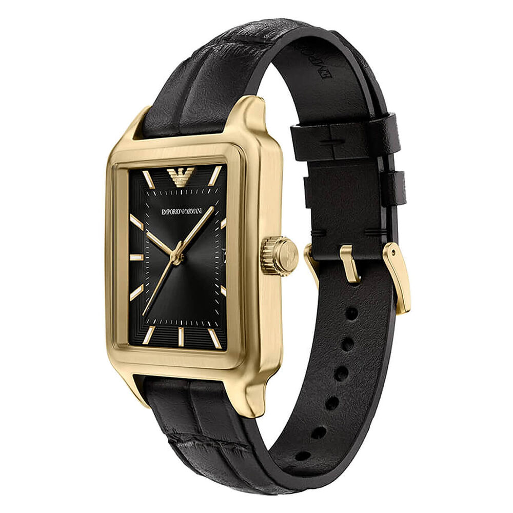 Emporio Armani Diego 36mm Black Dial Black Leather Strap Watch