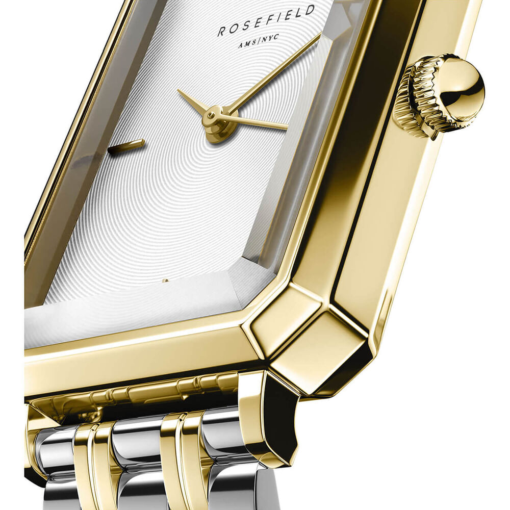 Rosefield Octagon XS Duotone Gold 19.5x24mm White Dial 23k Gold Plated Steel Bracelet Watch
