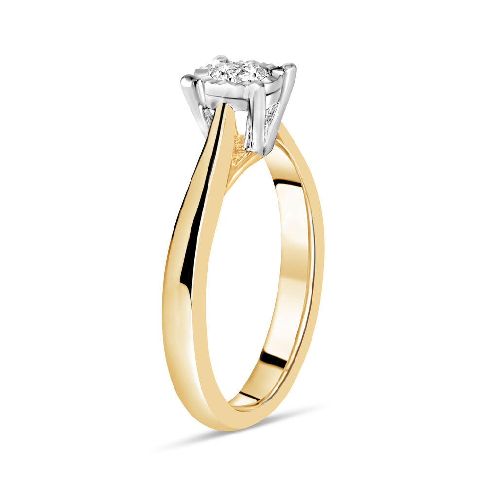 Ladies 9ct Gold Illusion Diamond Solitaire Engagement Ring image number 3