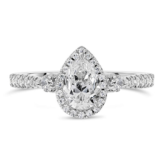 Northern Star 0.85ct Pear Halo Diamond Shoulders 18ct White Gold Ring