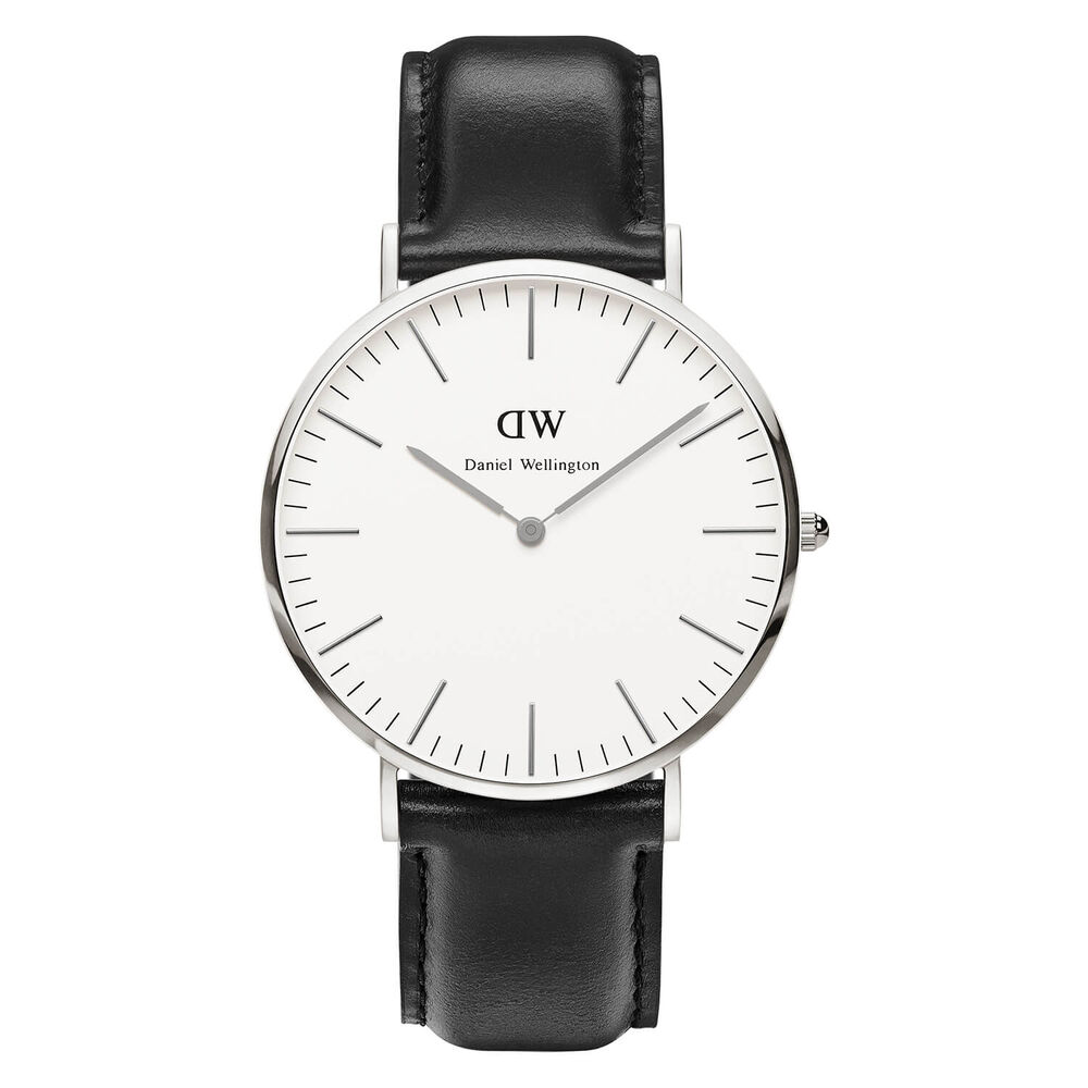 Daniel Wellington Classic Sheffield men's stainless steel and black leather strap watch