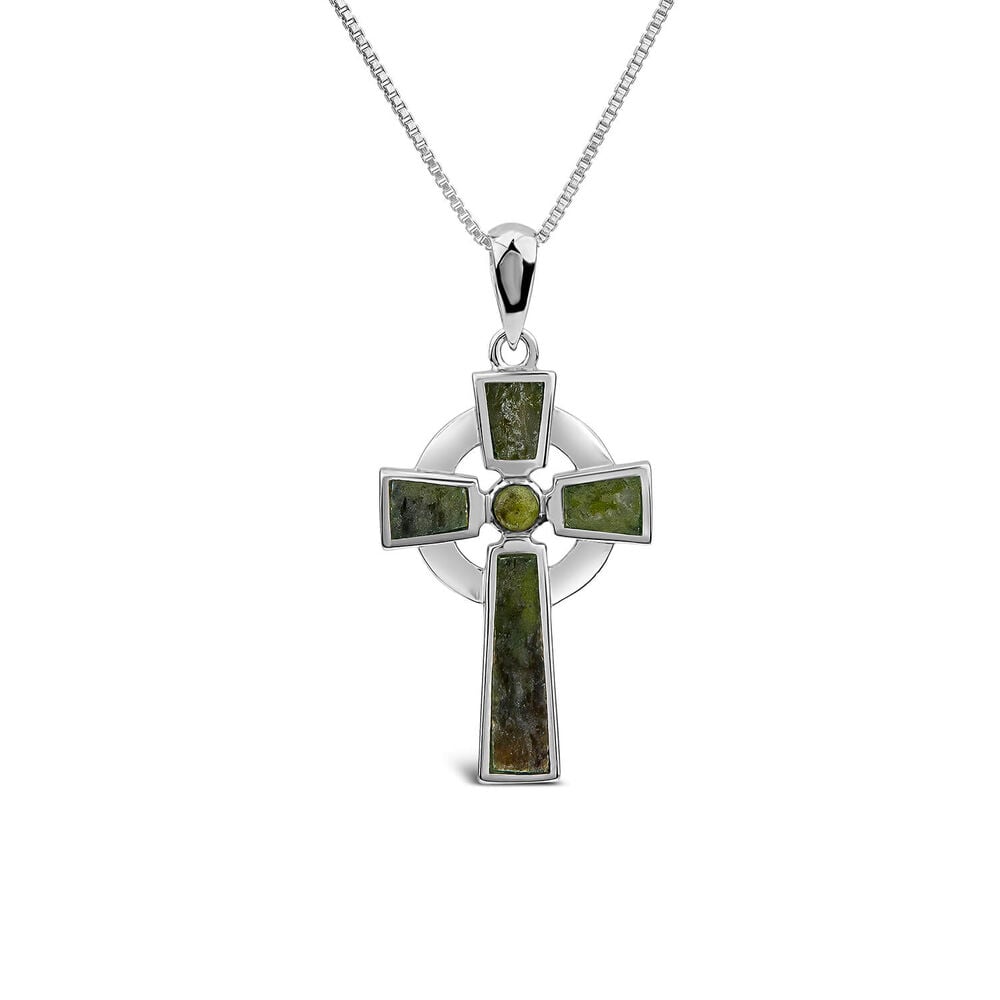 Silver Connemara Marble Cross Pendant image number 0