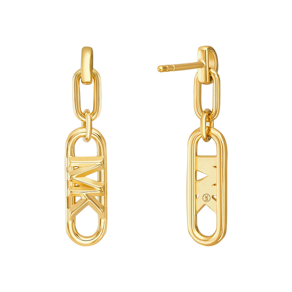 Michael Kors Statement Link Yellow Gold Plated Drop Earrings image number 0
