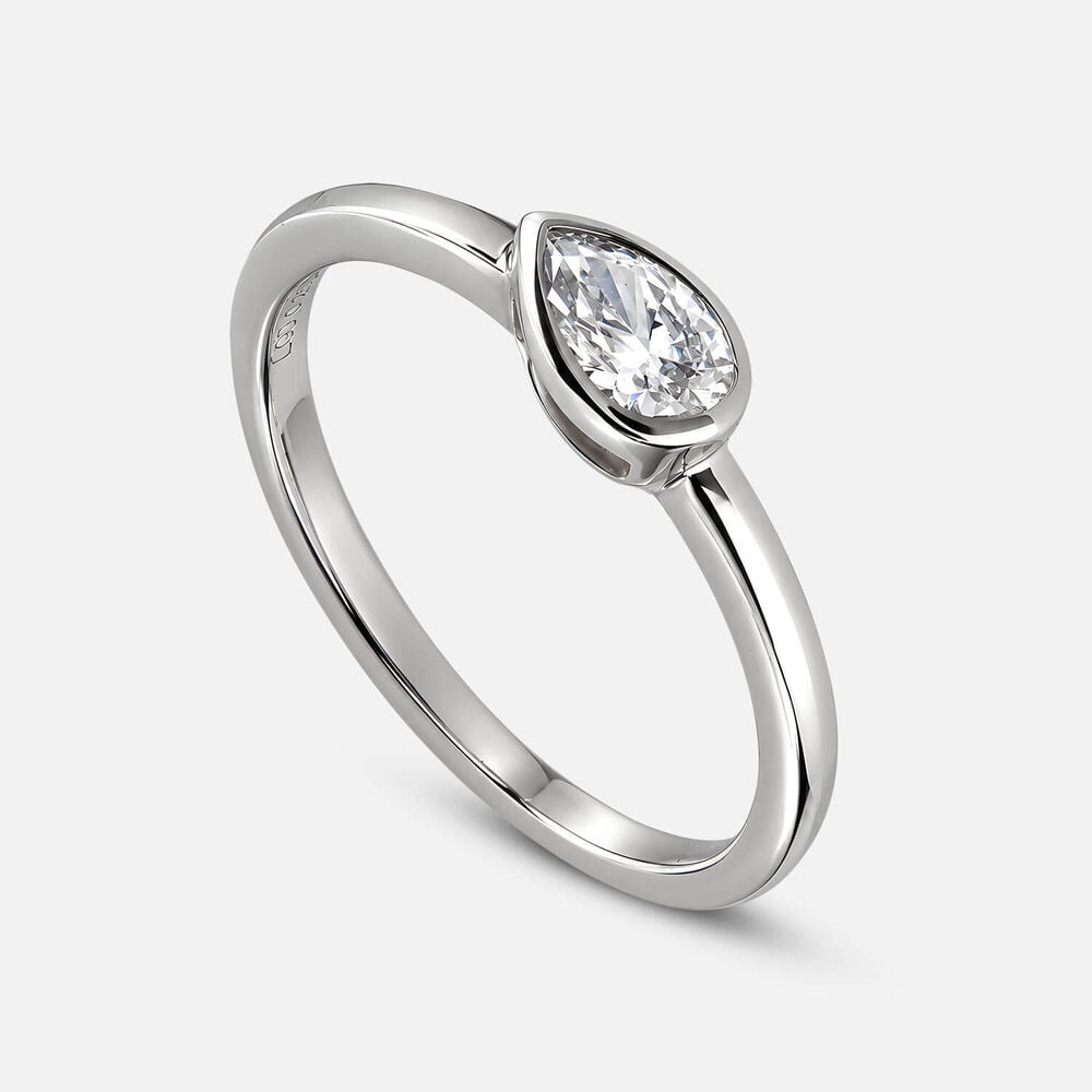 Born Contour 9ct White Gold 0.25ct Pear Lab Grown Diamond Bezel Set Ring