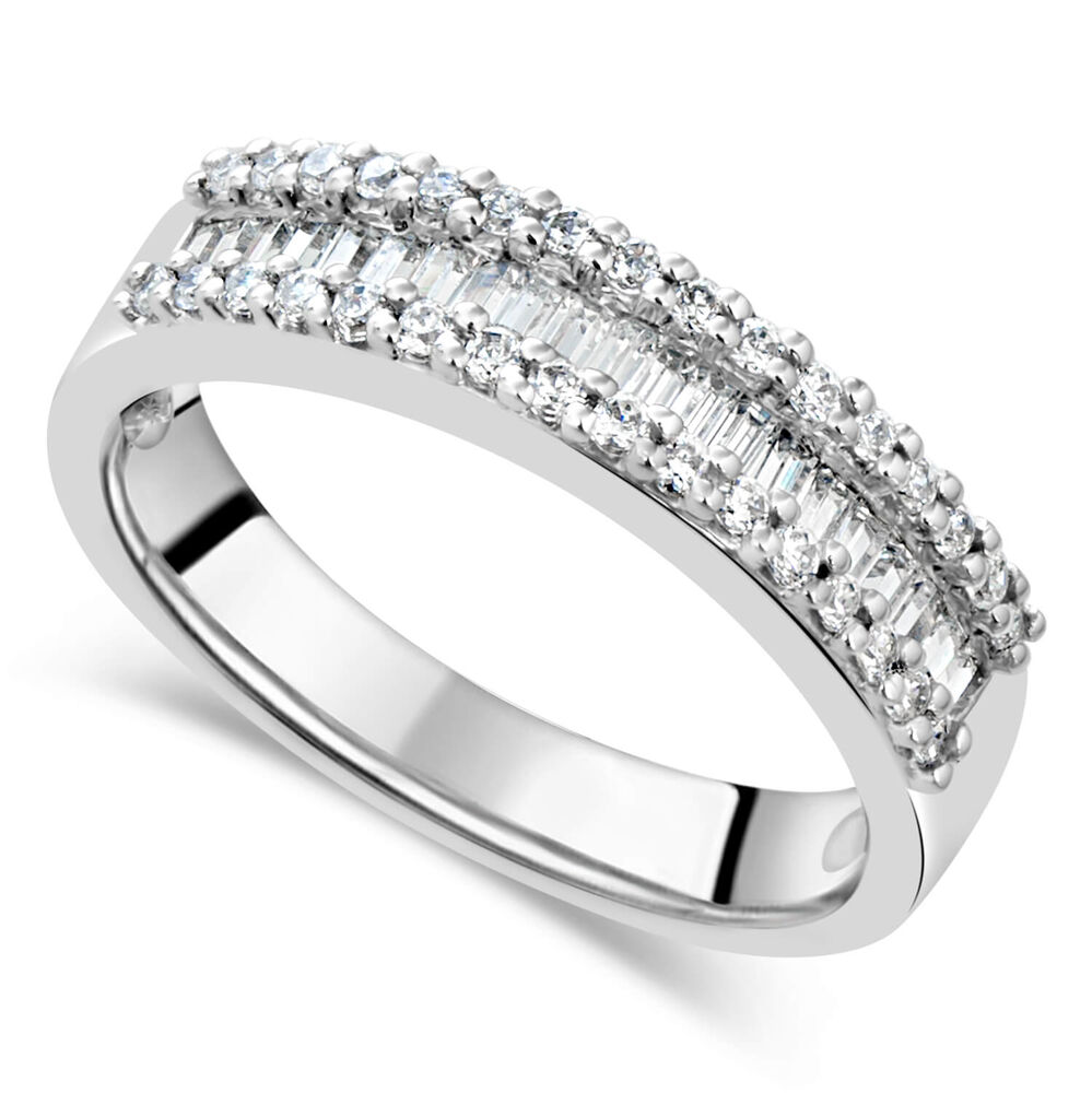18ct White Gold .45 Carat Diamond Dip Centre Wedding Ring image number 0