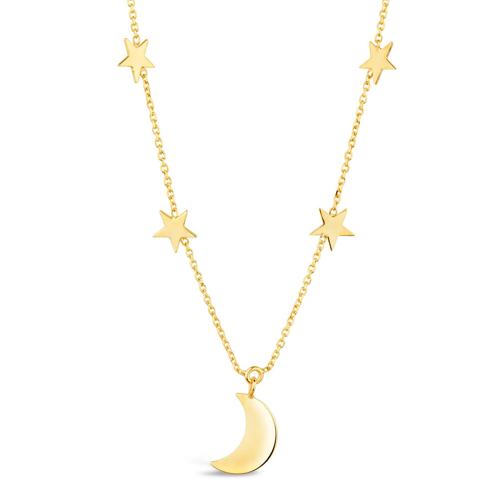 9ct Yellow Gold Moon & Stars Chain Necklet