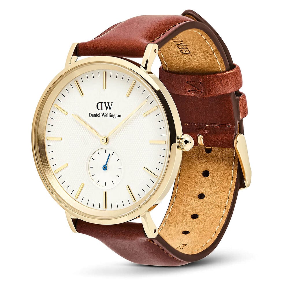 Daniel Wellington Classic Multi-Eye St Mawes 40mm White Dial Brown Leather Strap Watch image number 2
