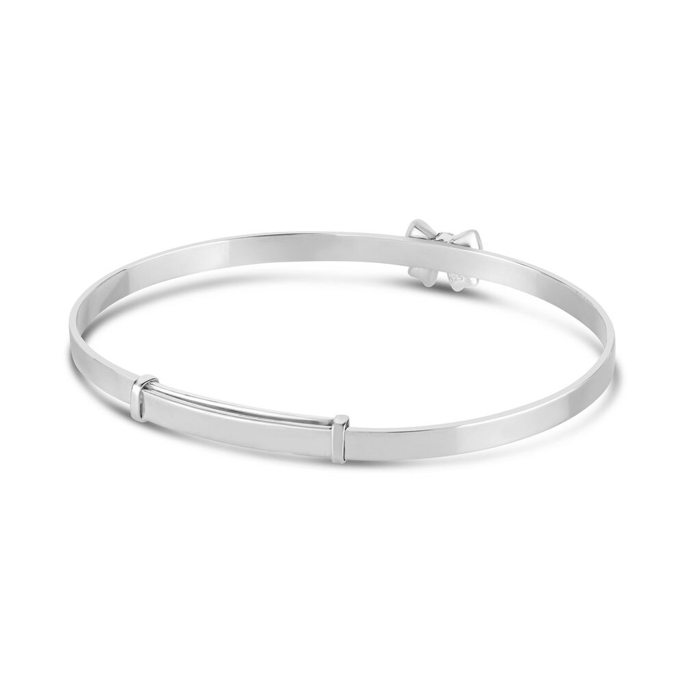 Little Treasure Sterling Silver Cubic Zirconia Bow Bangle image number 1