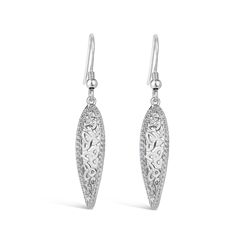 Solvar Sterling Silver Crystal Trinity Knot Earrings