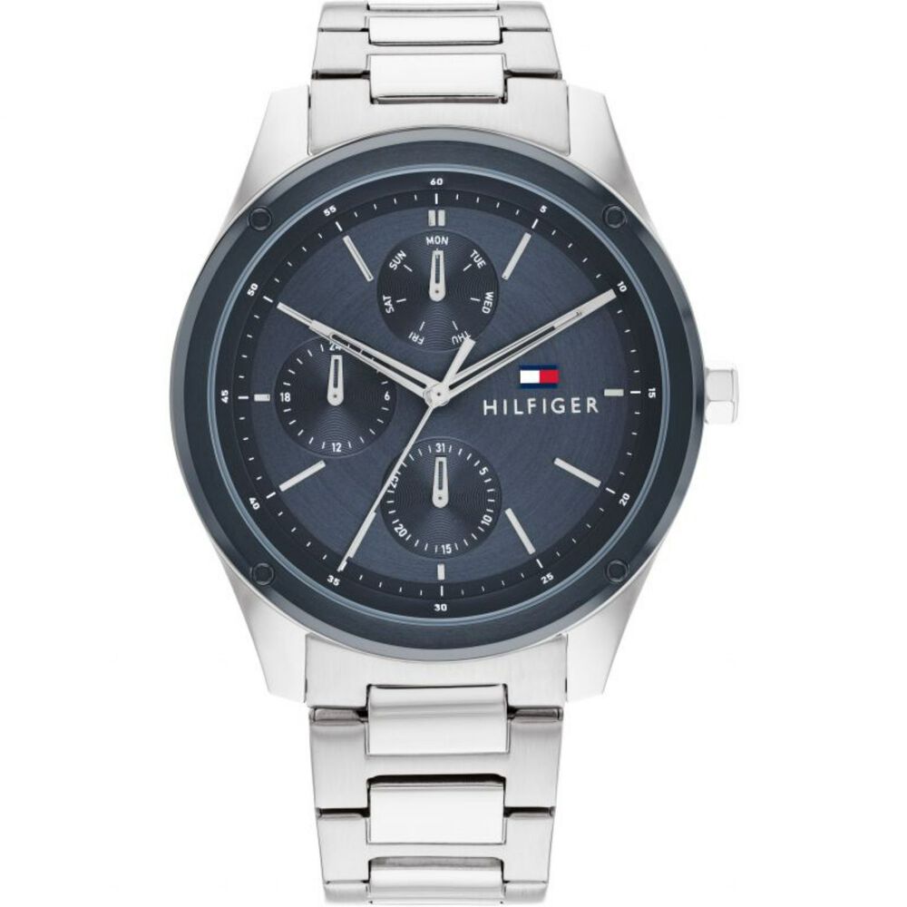 Tommy Hilfiger 43.5mm Blue Dial & Blue IP Bezel Steel Bracelet Watch