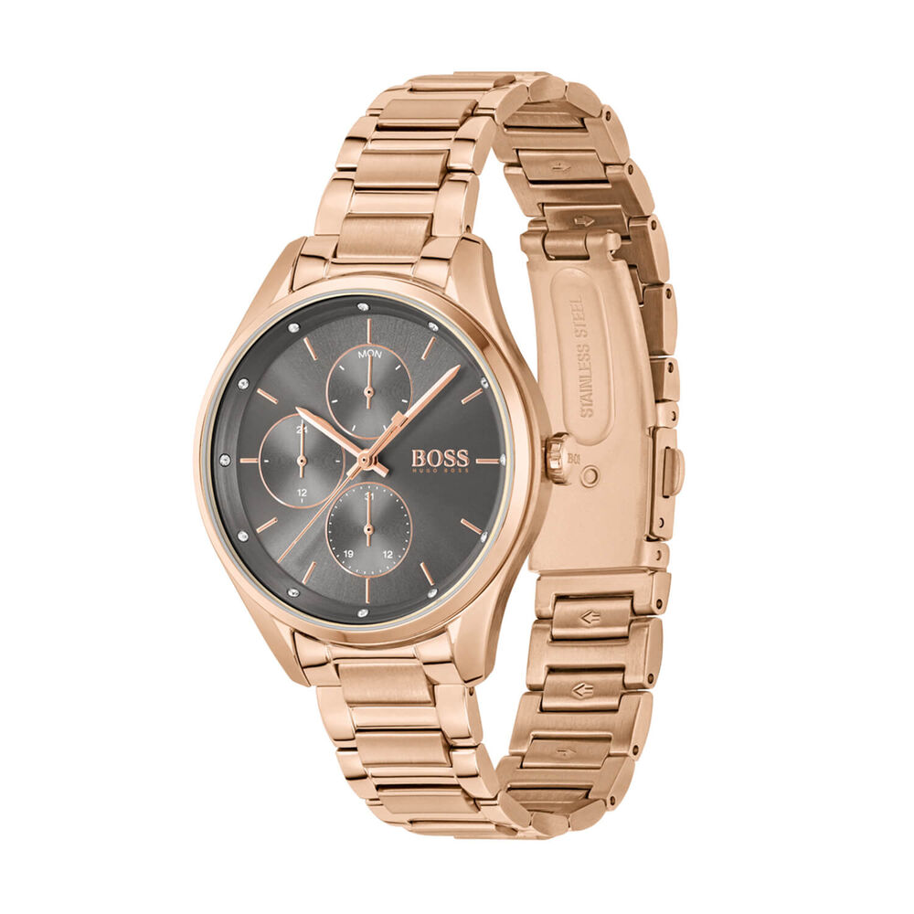 BOSS Grand Course 36mm Grey Dial Rose Gold IP Case Bracelet Watch