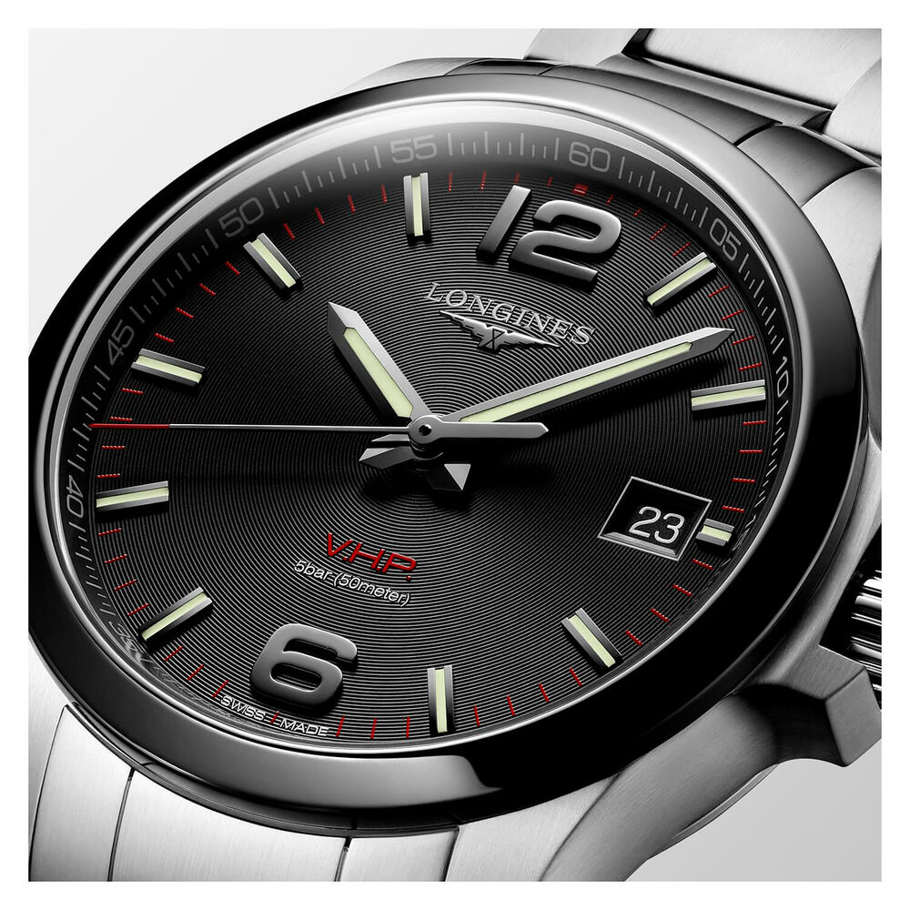 Longines Conquest V.H.P. Black Dial & Steel Bracelet Watch