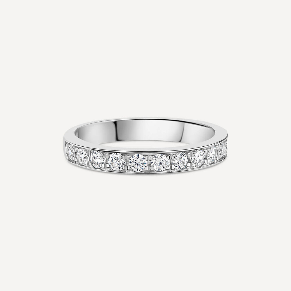 18ct White Gold 3mm 0.50ct Diamond Pave Set Wedding Ring image number 2