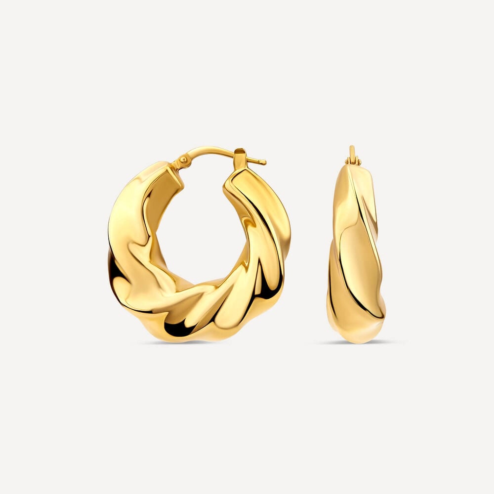 Sterling Silver Yellow Gold Plated Creole Hoop Earrings