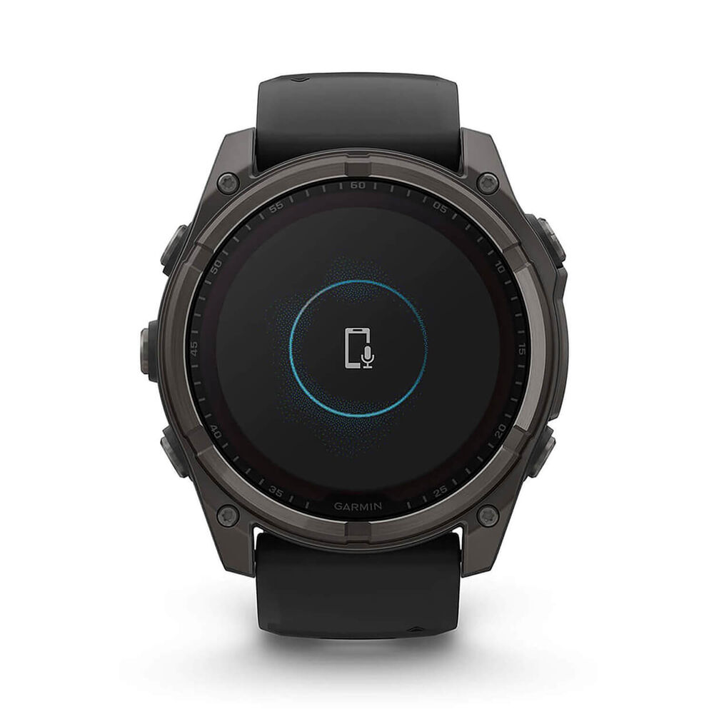 Garmin fenix&reg; 8 Solar 51mm Carbon Grey DLC Titanium Case Black Pebble Gray Silicon Strap Watch