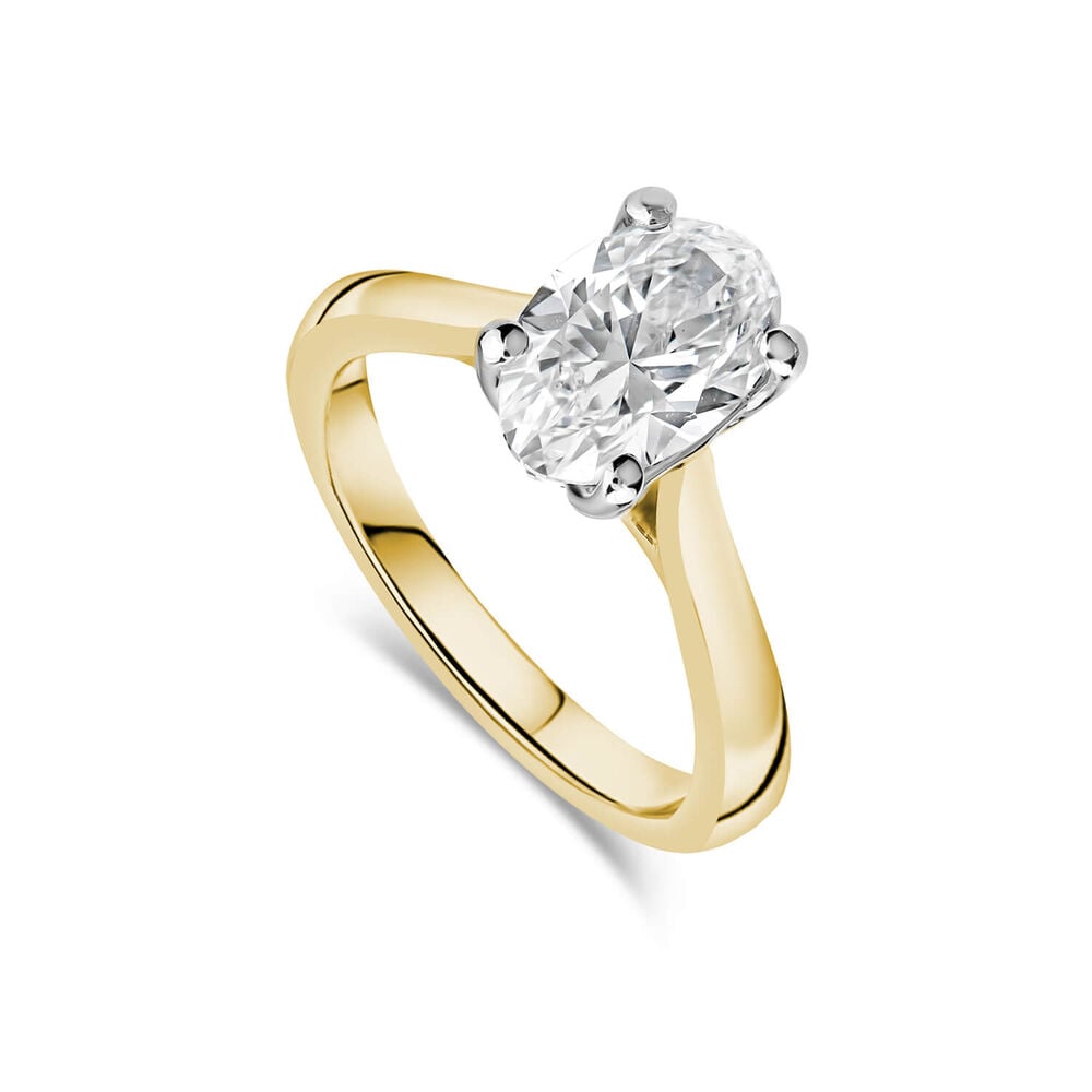 Born 18ct Yellow Gold 2.00ct Lab Grown Oval Solitaire Diamond Ring image number 0