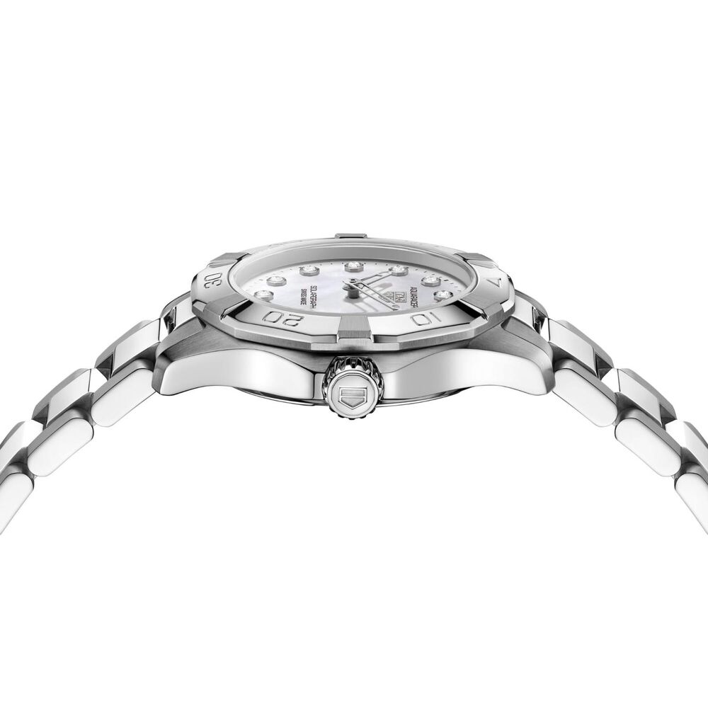 TAG Heuer Aquaracer Professional Solargraph 100 28mm MOP Dial Diamonds Steel Bracelet Watch