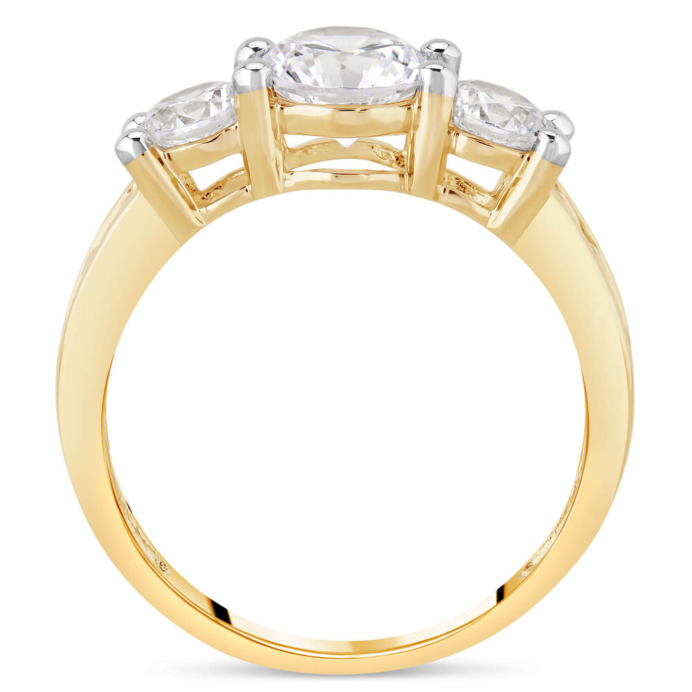9ct Yellow Gold Graduated Three Stone Cubic Zirconia With  Cubic Zirconia Chain Shoulders Ring image number 5