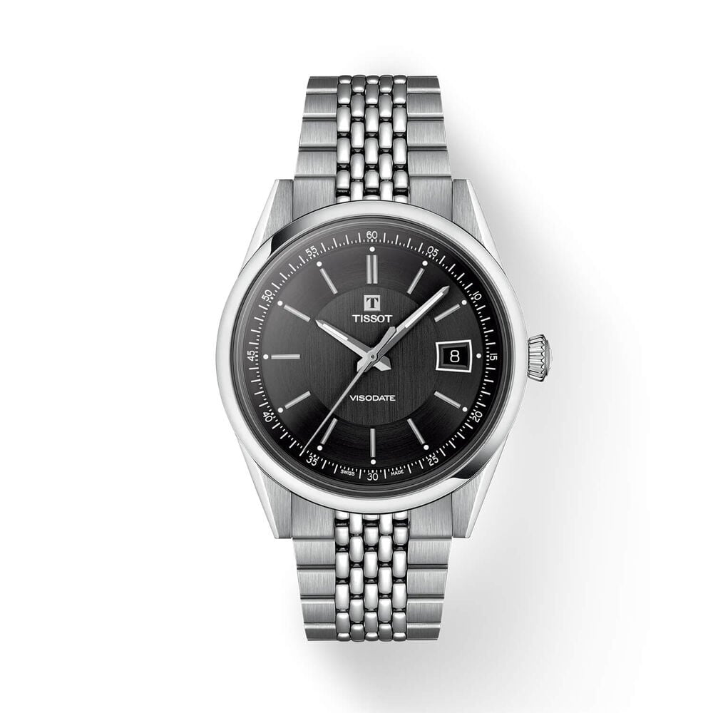 Tissot Visodate 39mm Black Dial Stainless Steel Bracelet Watch