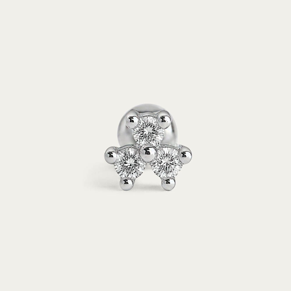 Sterling Silver Cubic Zirconia Cluster Single Stud Earring