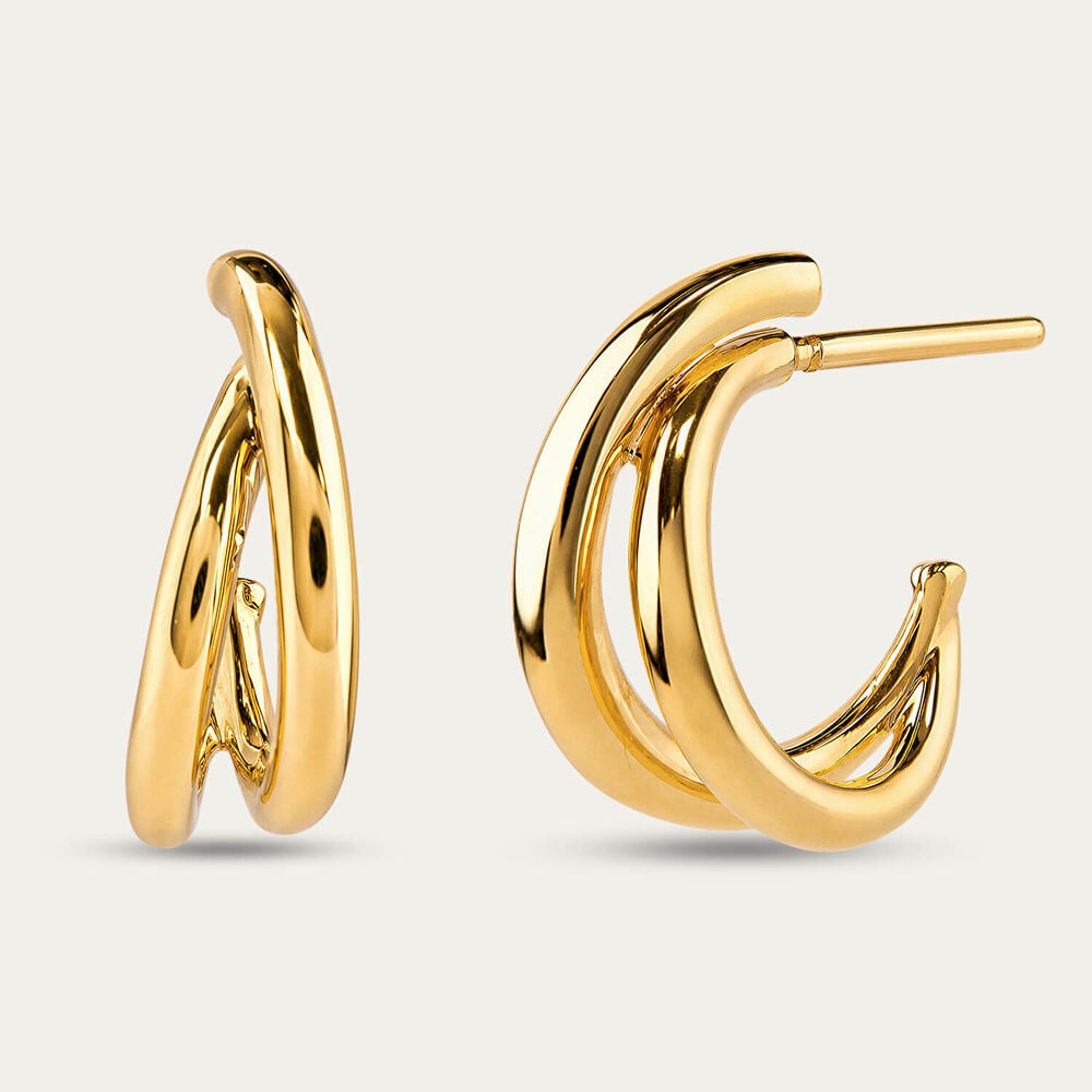 Yellow Gold Plated Sterling Silver Half Hoop Earrings