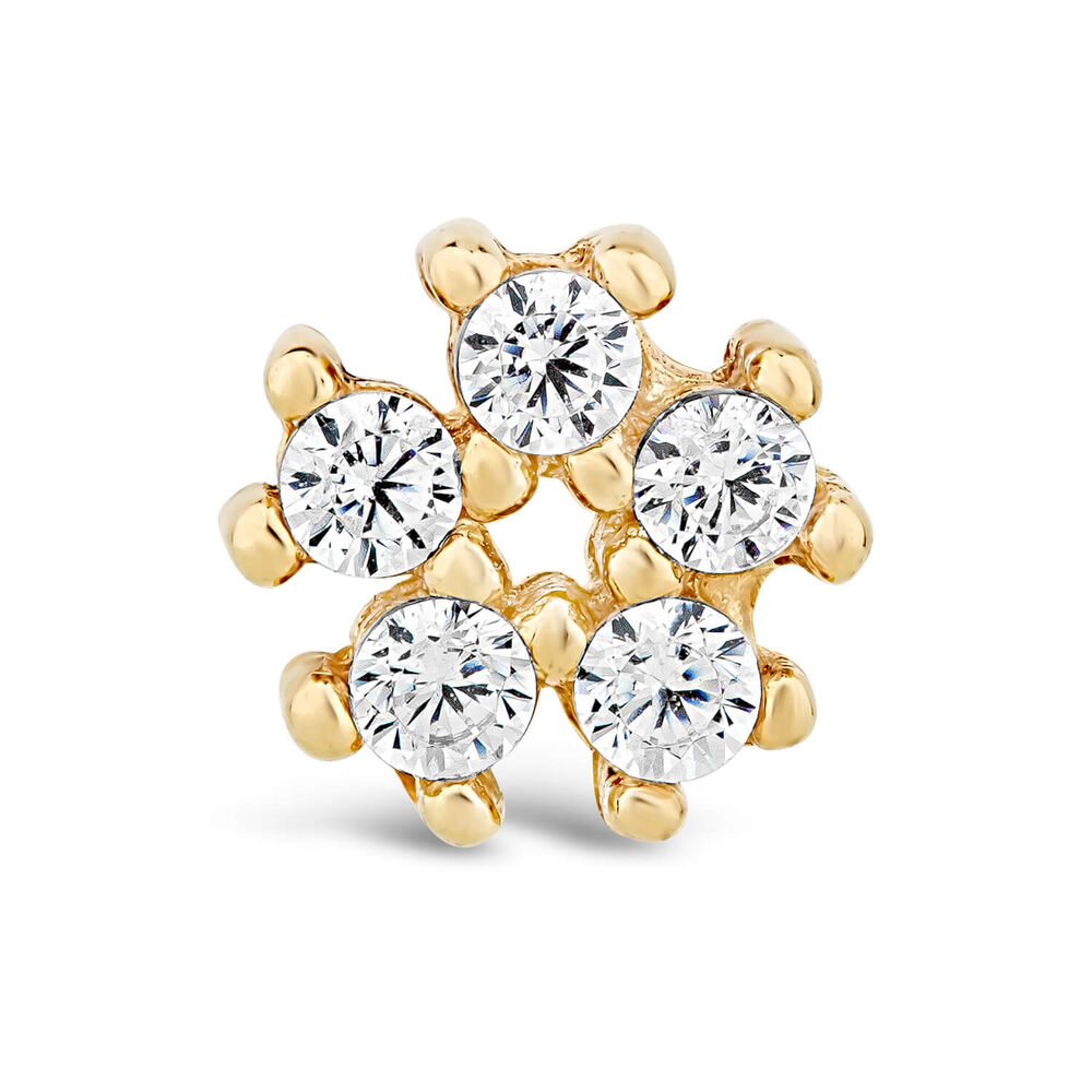 9ct Yellow Gold Cubic Zirconia Flower Single Stud Earring image number 0