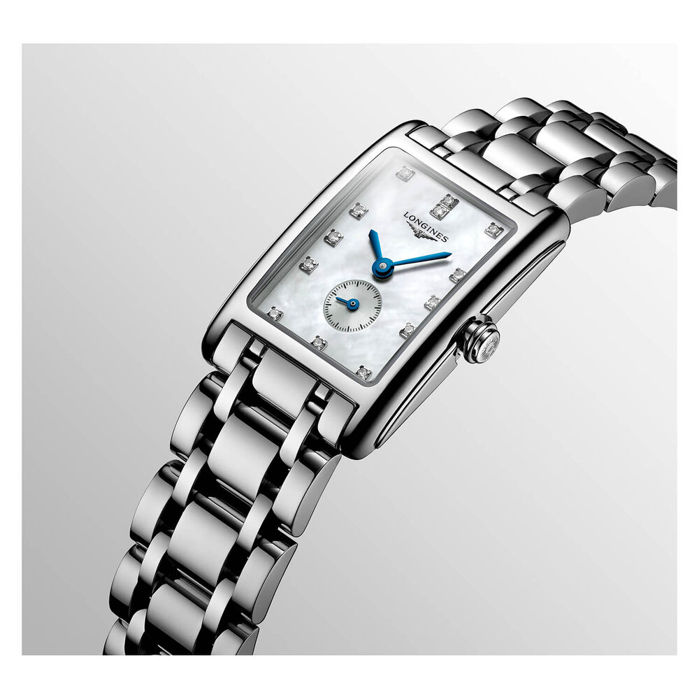 Longines DolceVita ladies' diamond dot mother of pearl dial stainless steel bracelet watch image number 2