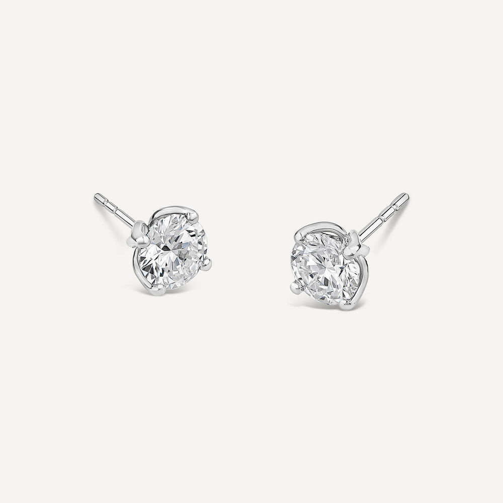 Born 18ct White Gold Lab Grown 3ct Diamond Round Stud Earrings image number 1