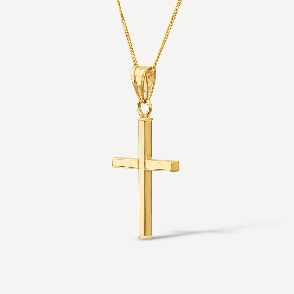 9ct Gold Cross Pendant (Chain Included) image number 2